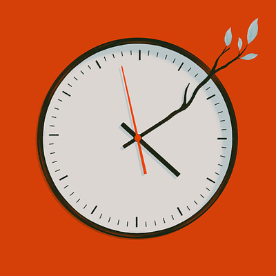 Patience branch calm clock concept editorial grow illustration leaves minimal patience plant red spot time