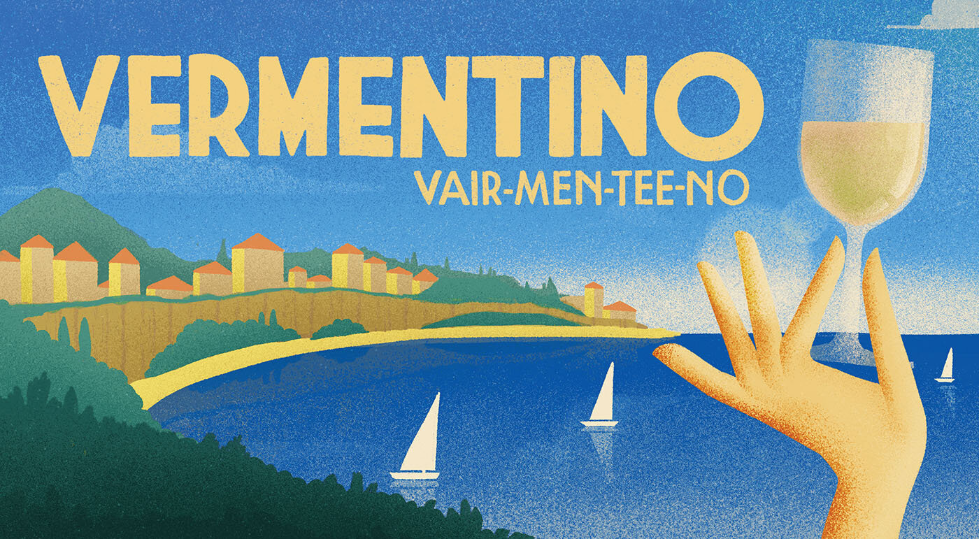 Grape on the Go - Vermentino grape illustration lettering vermentino vintage wine wine enthusiast