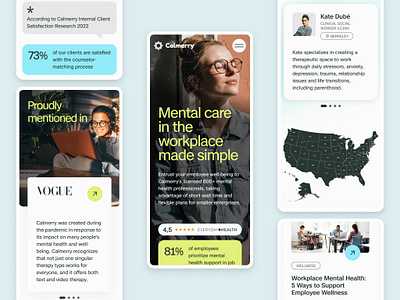 Calmerry - mobile version figma interface mental health mobile ui uidesigner uitrends userexperience userinterface uxui webdesign