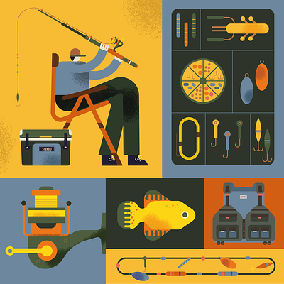 Fishing time art bear design editorial fish fishing illustration japan nature outdoors poster shimano sports
