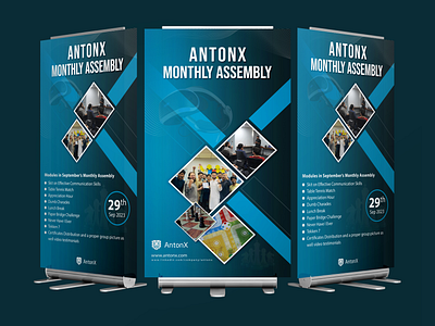 Standy Design for AntonX monthly Assembly brochure infographics standy standy design