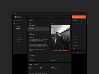 CMS Editing page cinema crm design interface movie settings ui uiux ux web