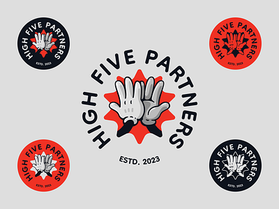 High Five Partners branding cartoon disney gloves hands hi five high five high fiving logo mickey old school retro warner bros
