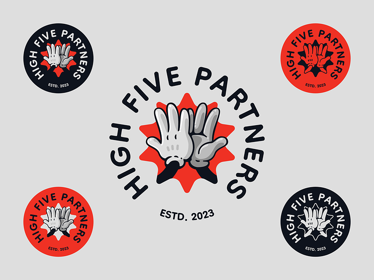 Retro logo with two high-fiving hands