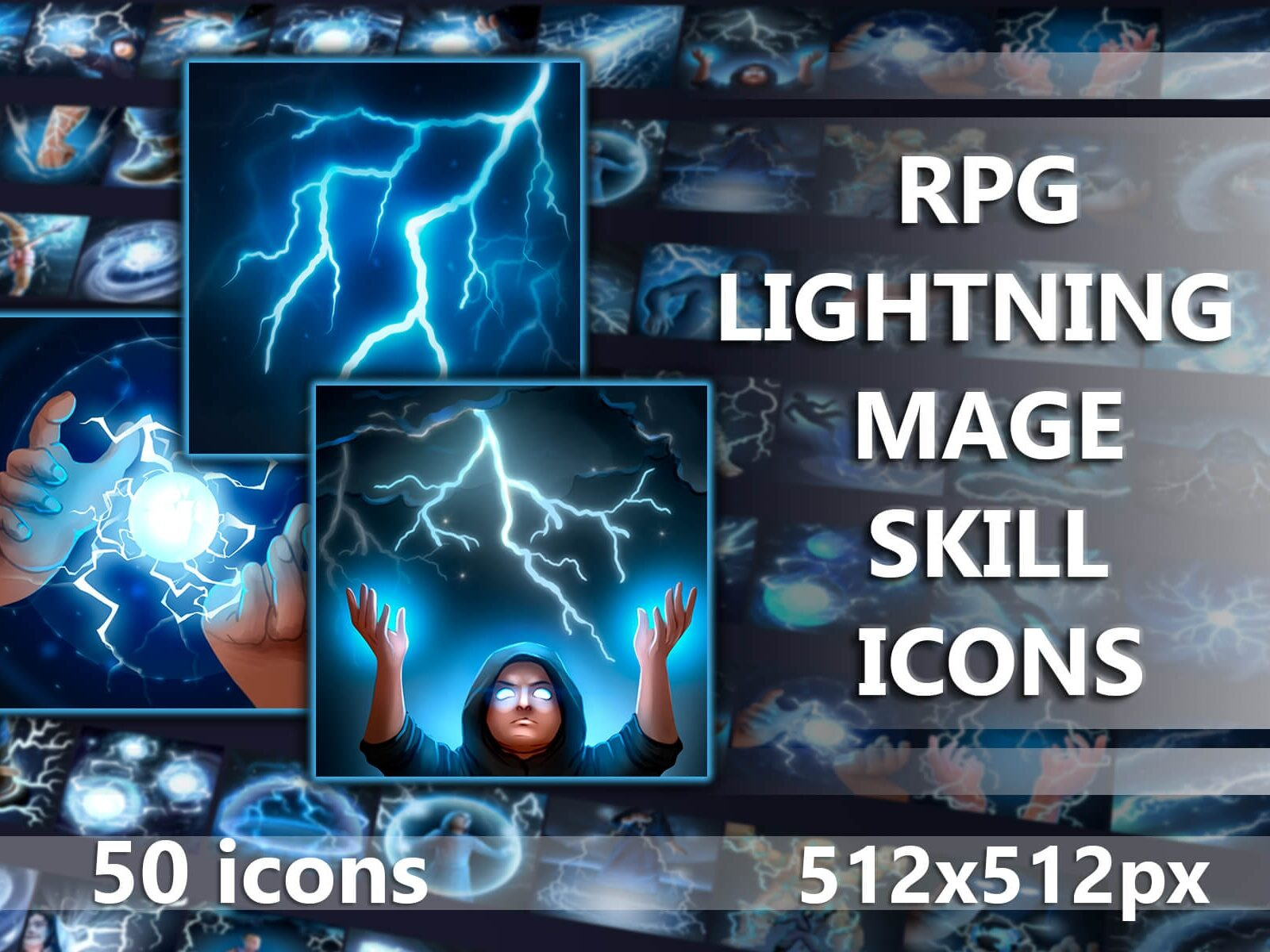 RPG Lightning Mage Skill Icons by 2D Game Assets on Dribbble