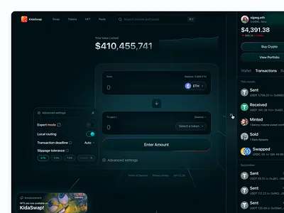 Token swap protocol 💎 clean design ui user center design user experience design