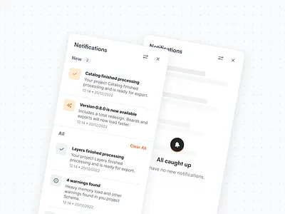 Notifications Panel empty notifications notifications panel panel states