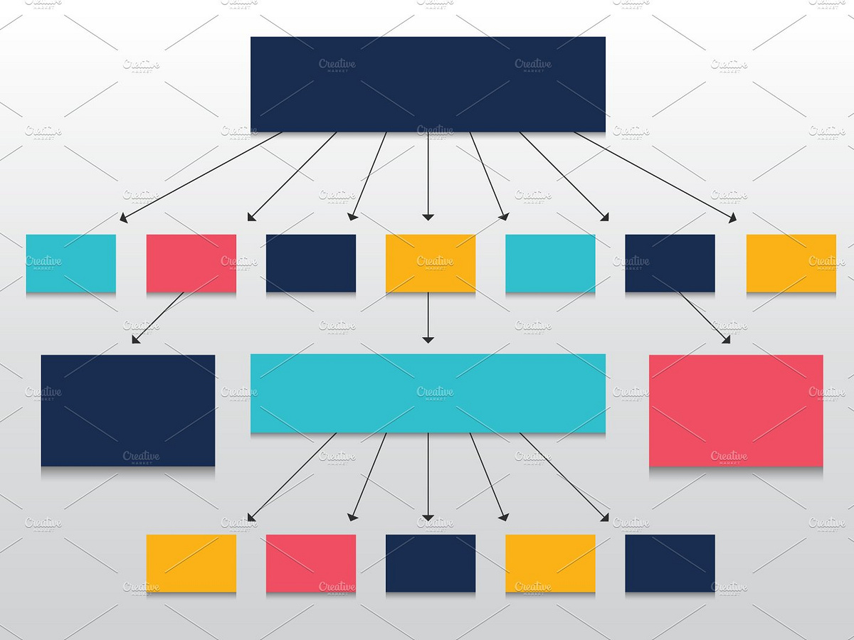 Flowchart. Colored shadows scheme. by VectorAN on Dribbble