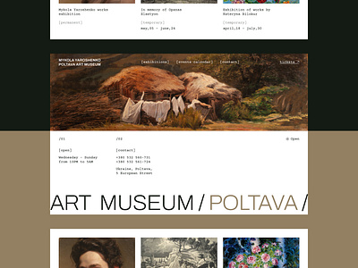 Poltava Art Gallery Website agency animation art design design concept gallery interaction design interface landing minimalism modern motion graphics museum redesign scroll ui user experience user interface web website