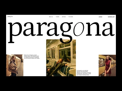 Paragona - modelling agency website aesthetic agency design minimalism model modelling style ui ux webdesign website