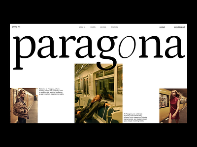 Paragona - modelling agency website aesthetic agency design minimalism model modelling style ui ux webdesign website