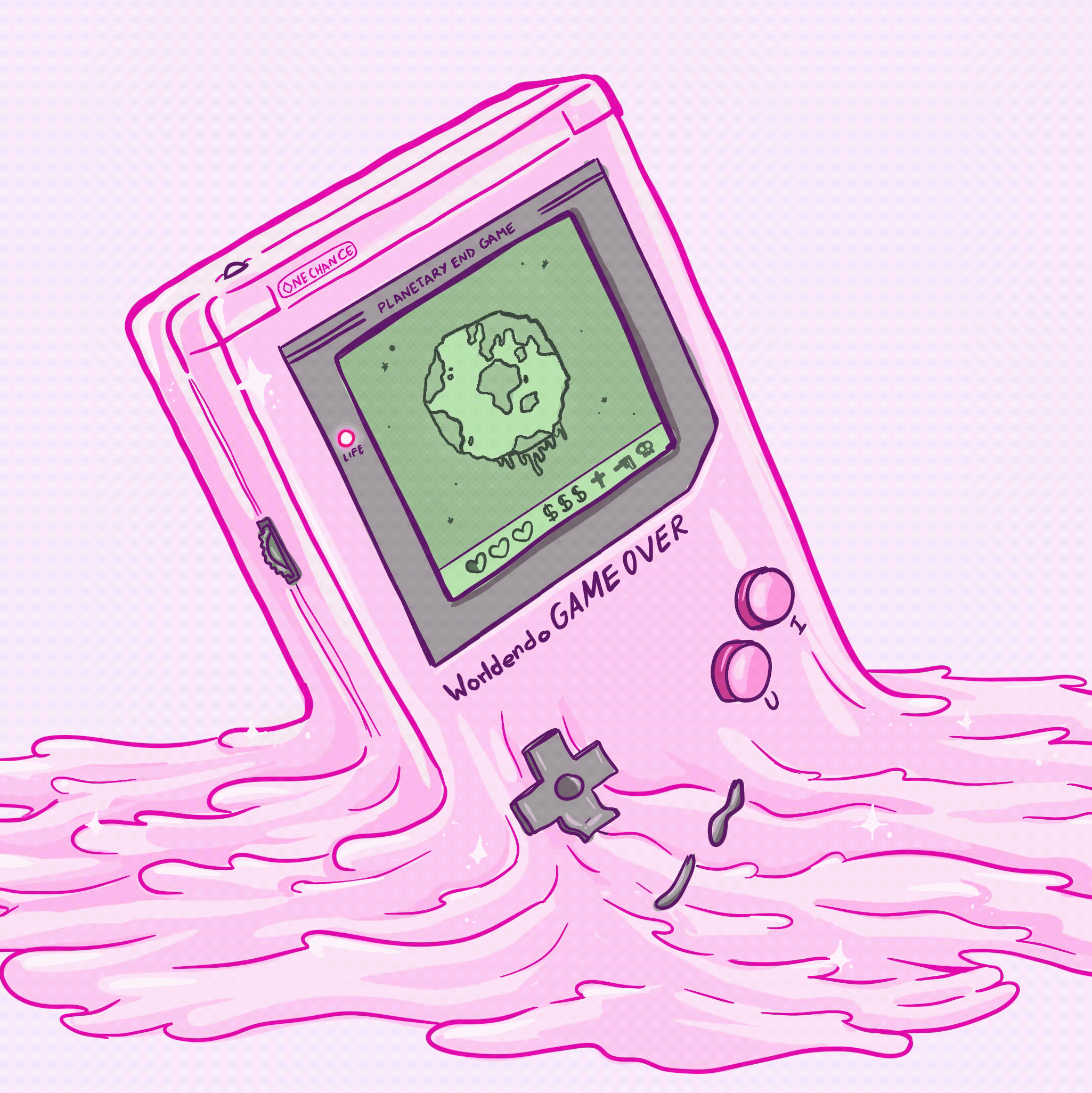 It is Not a Game climate change art climate emergency crimate crisis editorial illustration gameboy gif gif animation melting nintendo nostalgia gif nostalgia illustration pink aesthetic
