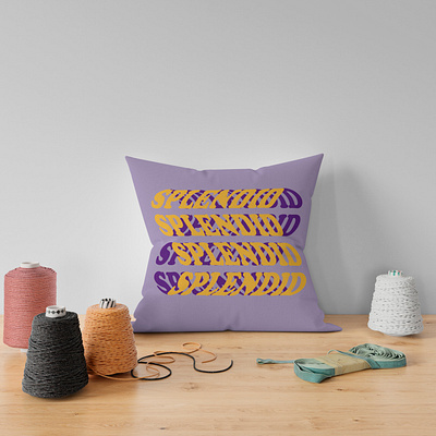 Pillow with inscription branding graphic design logo