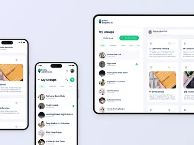Every Address — Group Posts UI Design agency app app design application business button clean concept dashboard grid interface ios ipad map mobile mobile app responsive ui uiux ux