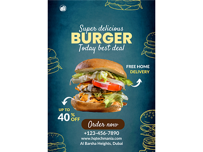 Delicious Burger Poster Design burger deal design burger deals burger offer burger poster deal design delicious burger graphic design illustration poster design