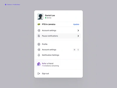 ◆Patterns - profileMenu + Figma dropdown menu pattern profile menu