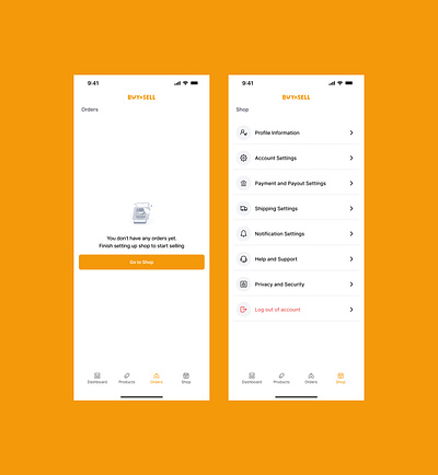 Mobile app concept iconoir mobile app orange raynaui ui