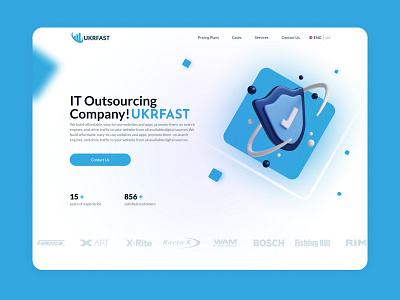 IT Outsourcing Landing Page 3d company website desktop figma it outsourcing landing page ui