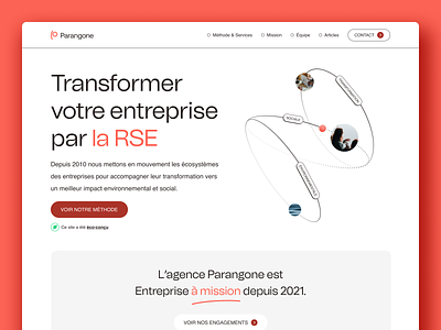 Parangone eco-designed website - Homepage desktop eco designed eco friendly red ui ux website