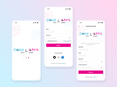 #1 Give & Adopt Pet Mobile App - A Heartwarming Experience login mobile app petadoption petcommunity petrescue uiux user interface