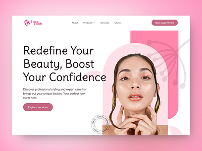 Salon website design beauty pink salon uidesign webdesign