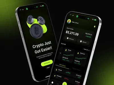 Crypto Trading App 🔥 crypto defi design dex figma neon green prototyping scalping swap trading ui wireframing xd