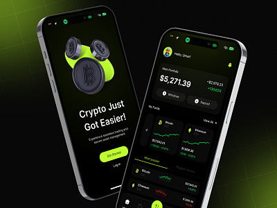 Crypto Trading App 🔥 crypto defi design dex figma neon green prototyping scalping swap trading ui wireframing xd