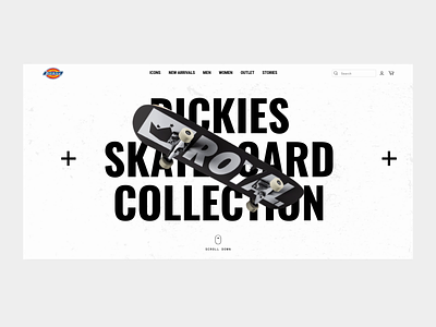 Dickies-Skateboard Collection Landing Page - UI animation figma graphic design jitter motion graphics ui web