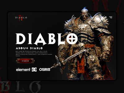 Diablo of Heroes Game UI/UX Design Project creative creative web page design figma game design game landing page graphic design hero section hero section for game landing page design photoshop ui web design