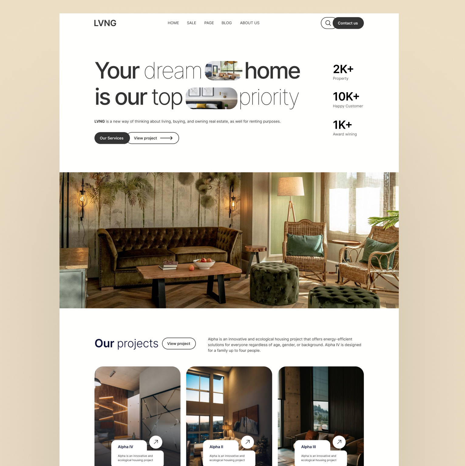 Interior Header Design best real estate branding building design graphic design hero banner interior design interior landing page interior website landing landing page real estate real estate ui trendy short ui ux