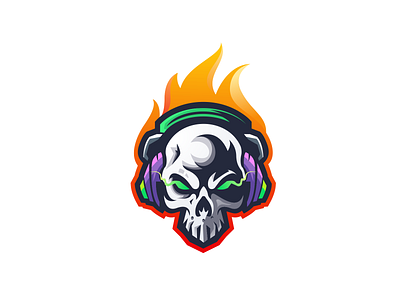 Skull Fire Music Logo Design design fire graphic design illustration logo music skull vector