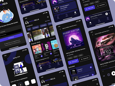 Audiobook APP 3d adobe xd animation app ui design branding dashboard design figma graphic design logo motion graphics product design softui ui ux