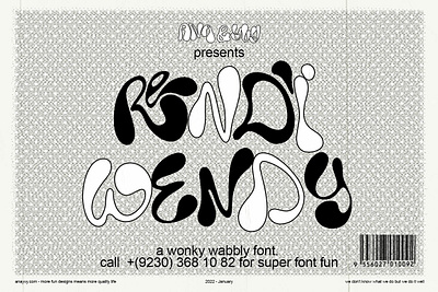 Rendi Wendy a chunky trippy font 2000 70s 90s bubble chunky happy techno hippie liquid mushroom font psychedelic quote font rave retro shroom techno wiggly wobbly y2k