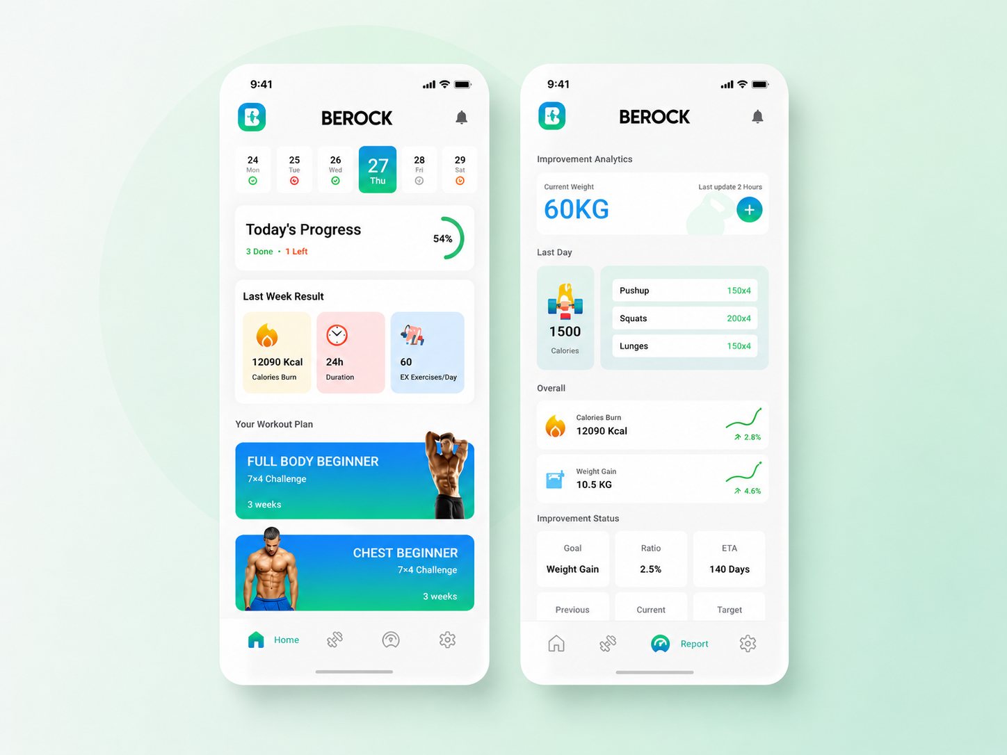 BeRock: Fitness Mobile App ai app app design app uiux design branding challenges design figma design fitness fitness app mobile app platform ui uiux uiux design ux workout app