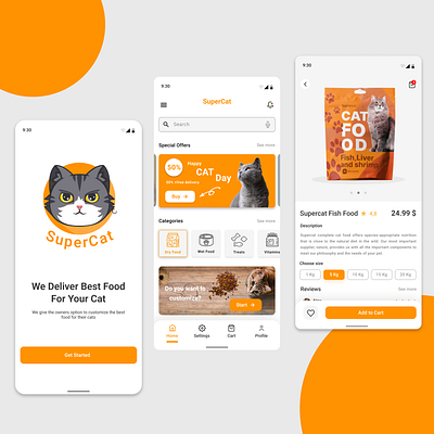 Cat Food App Ui animal animalfood app cat design food gray homepage orange ui