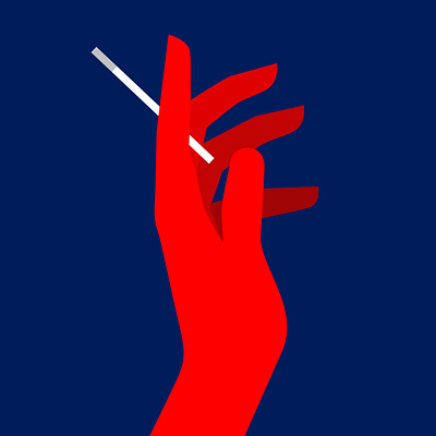 Hand smoke blue red cigarette hand minimalist illustration modern illustration modernist sexy simple design smoke vector design retro vector illustration fashion vector modernist vector red design