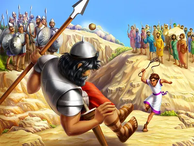 David artua bible story book illustration character concept art david design game art goliath illustration israel