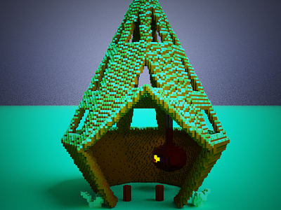 Voxel Cabin 3d b3d environment design game assets game design voxel voxelart