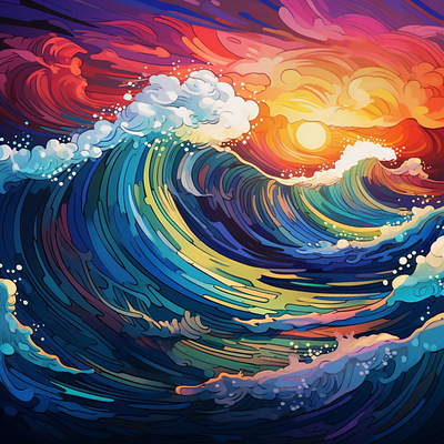 Neon Watercolour Style Waves 1 ai canva design graphic design illustration neon waves