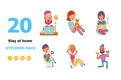 Stay at home stickers pack