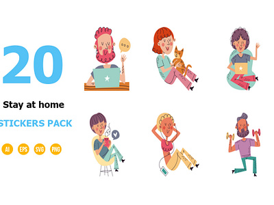 Stay at home stickers pack