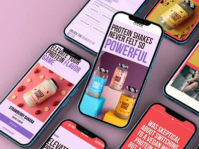 Naked Shake 3d animation branding c4d clean homepage landing page nutrition packaging pink protein purple ui ux web design website