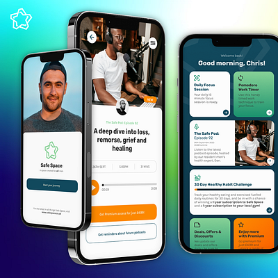 Safe Space Men's Wellbeing App - UI/UX app design development digital graphic mobile ui ux