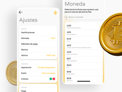 Binance Settings app binance crypto daily settings ui uidesign userexperience uxui