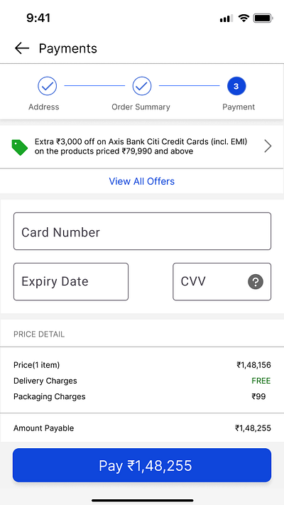 Credit Card Checkout UI creditdebit card checkout ui