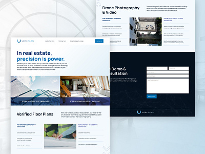 Veri-Plan – Landing Page Design blue branding design landing page minimalist real estate sleek tech typography ui vector website design wordpress