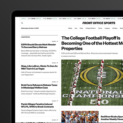 Front Office Sports Website editorial news sports website