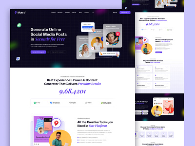 AI Writer & Copywriting Figma Template ai ai copy writing ai landing page ai video writing artificial intelligence blackchain design crypto dark template figma landing pags saas software design template design trending design ui template