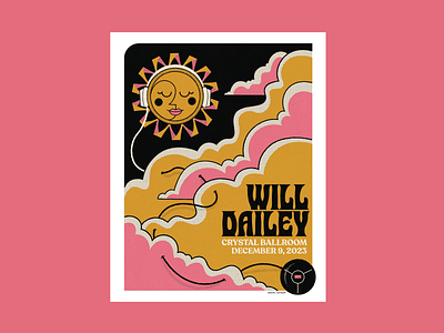 Will Dailey Gig Poster clouds design gig poster graphic design headphones illustration mid century poster design sun typography vector