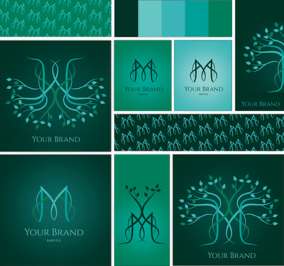 M Letter Logo Design Tree Brand Identity brand identity brand pattern branding logo logo design m logo tree logo vector visual identity